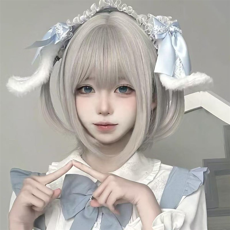 纤韵佳人假发女30cm短发网红lolita自然jk短卷发齐刘海氛围感软妹