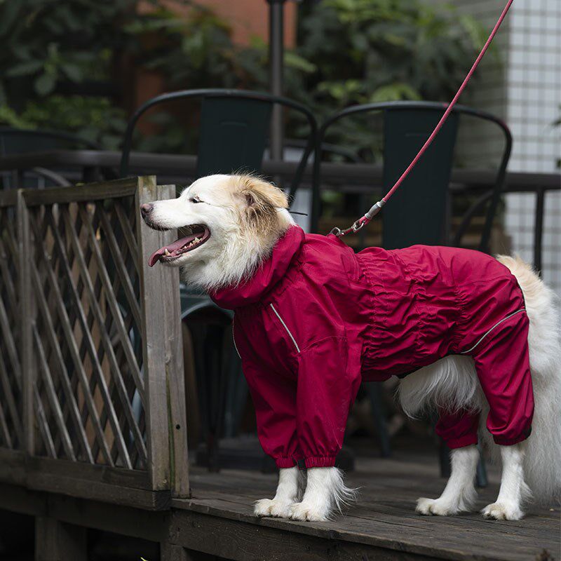 大狗边牧春夏狗狗雨衣四脚全包中大型犬防水弹力衣服宠物防雨金毛
