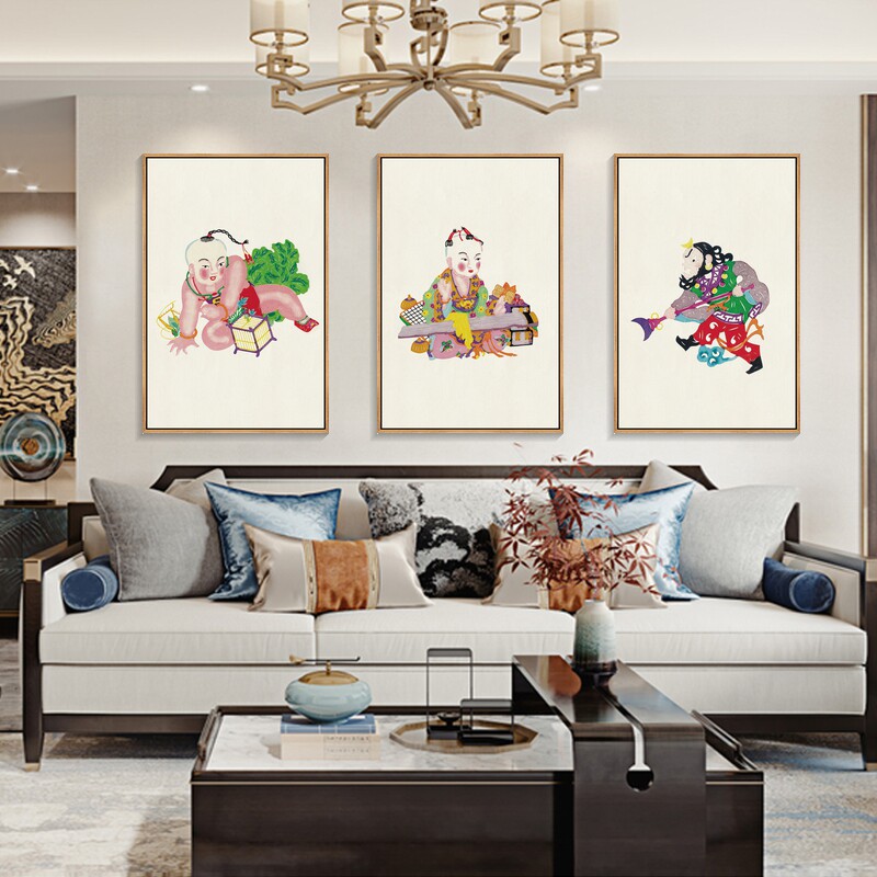 剪纸图案挂画新中式客厅装饰画禅意茶室壁画餐厅卧室床头画中国风