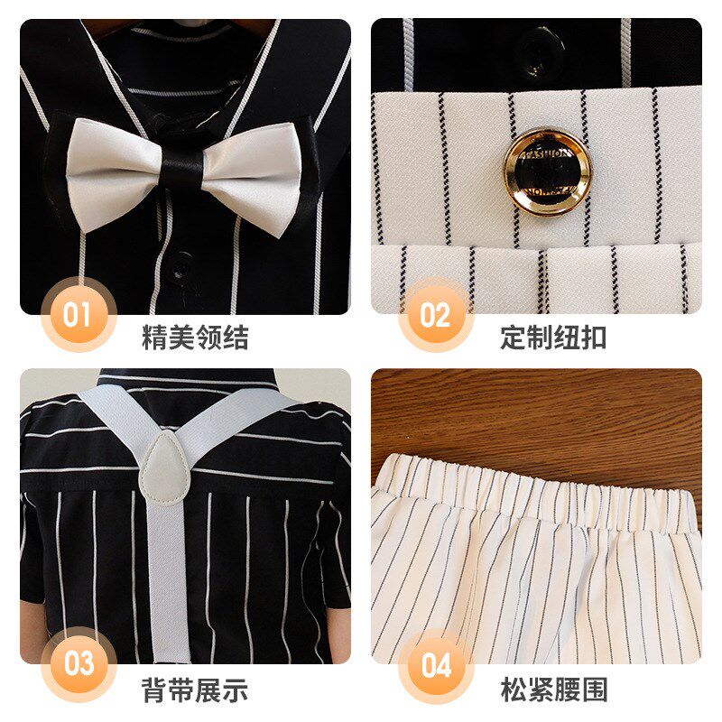 男童礼服小西装套装六一演出背带裤花童主持人服装儿童钢琴表演服