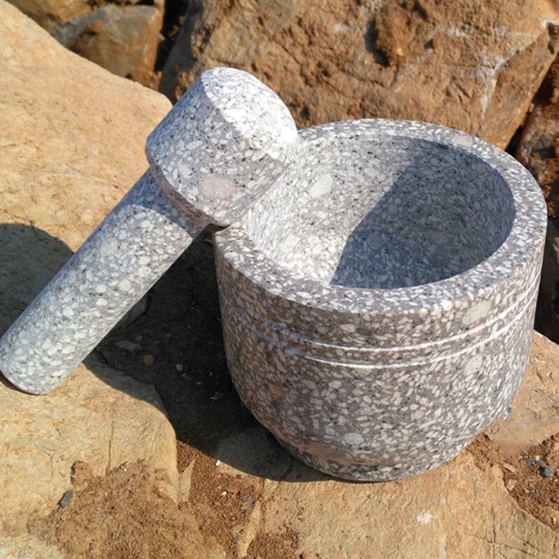 家用麦饭石臼砸蒜舂鸡脚春钵捣蒜器舂桶捣罐手工堆窝捣中药大号