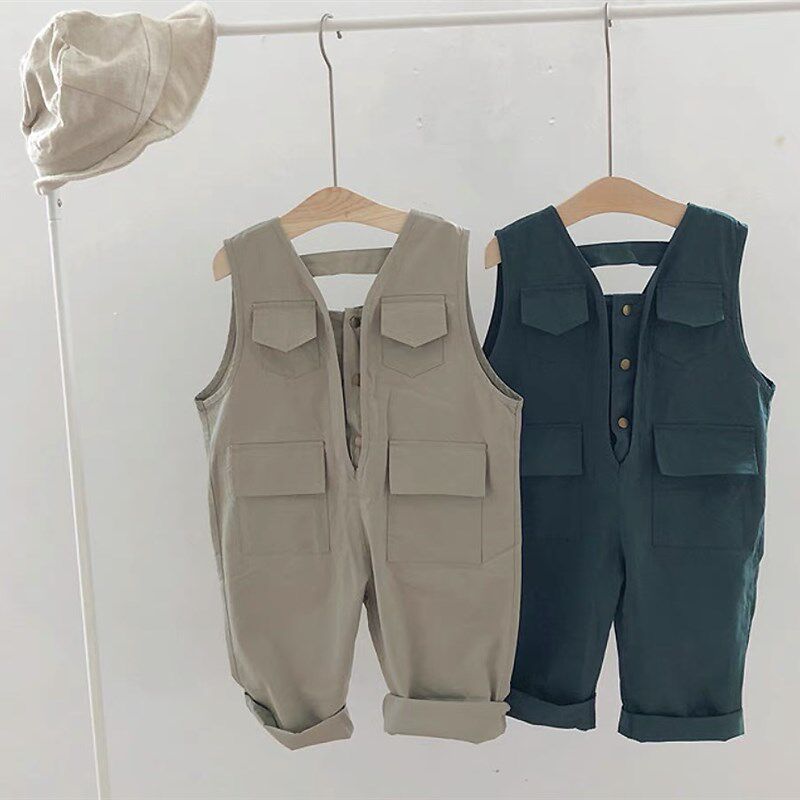 春夏韩国中小孩童抱婴袋裤中性宝宝水洗棉连身男女童工装连身裤