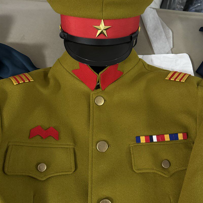影视剧组话剧团剧本杀反派抗战戏服毛呢套装工装大檐帽肩章领章