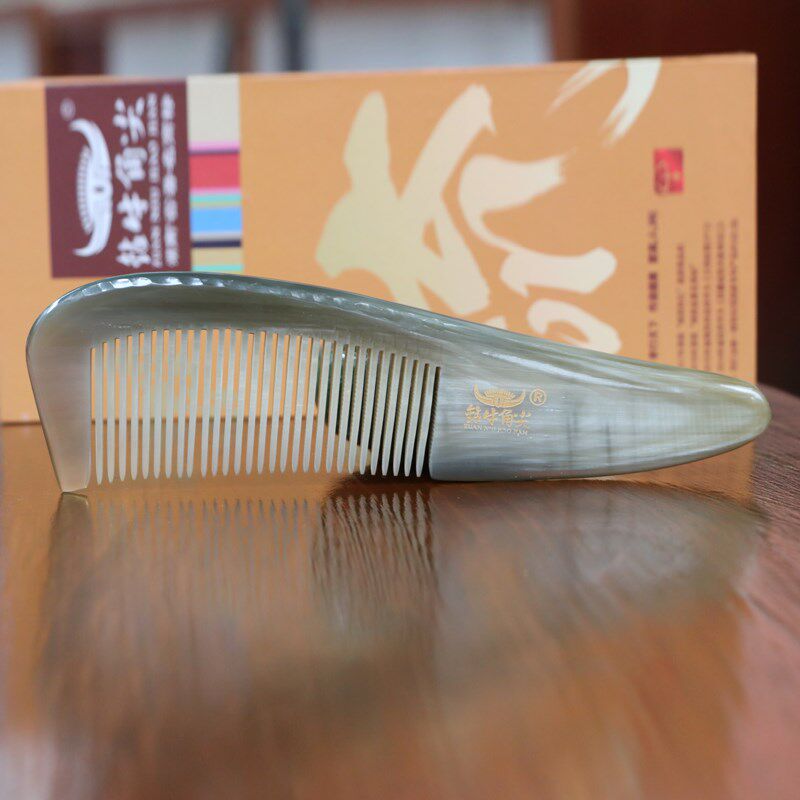 钻牛角尖湘西天然手工牛角梳子尖角翘尾按摩梳美发刻字包邮59010