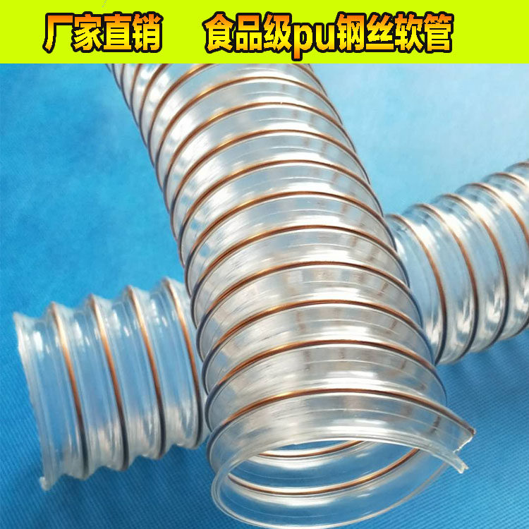 工业吸尘管耐高温pu透明钢丝抽吸粉尘泡沫软管风管耐磨伸缩200mm