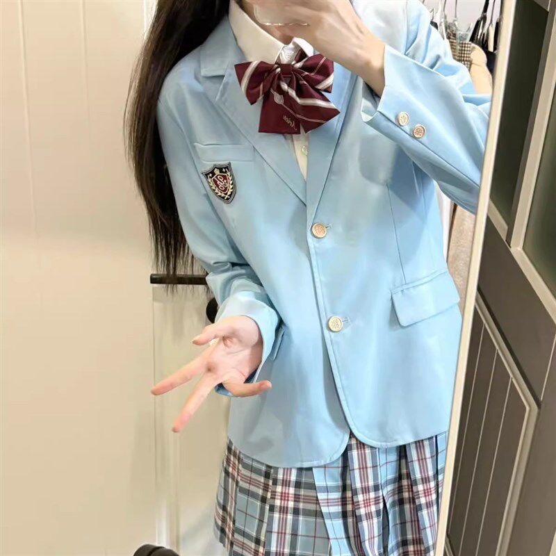 春日部【海屿高校】蓝色西服徽章jk制服长袖套装女动漫感二次元