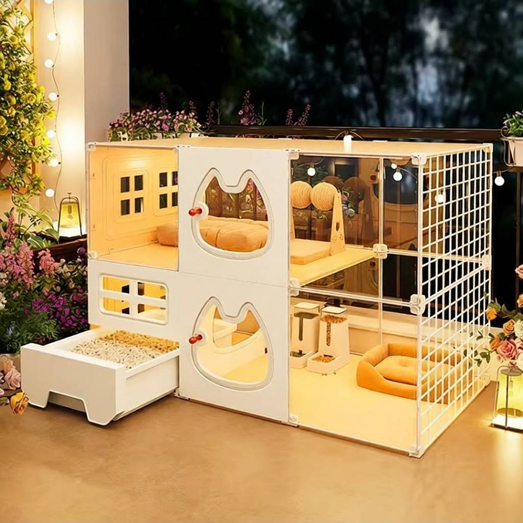 猫笼子猫别墅超大自由空间用室内猫窝厕所一体一室一厅一卫猫柜