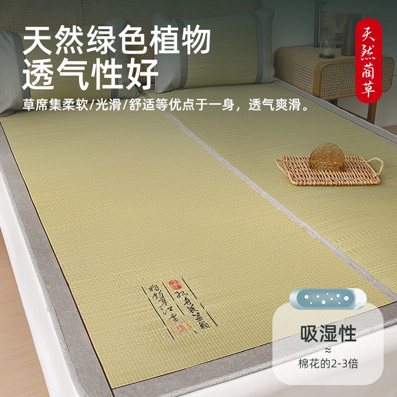 天然蔺草席凉席夏季夏天2024新款家用学生宿舍单人可折叠老式席子