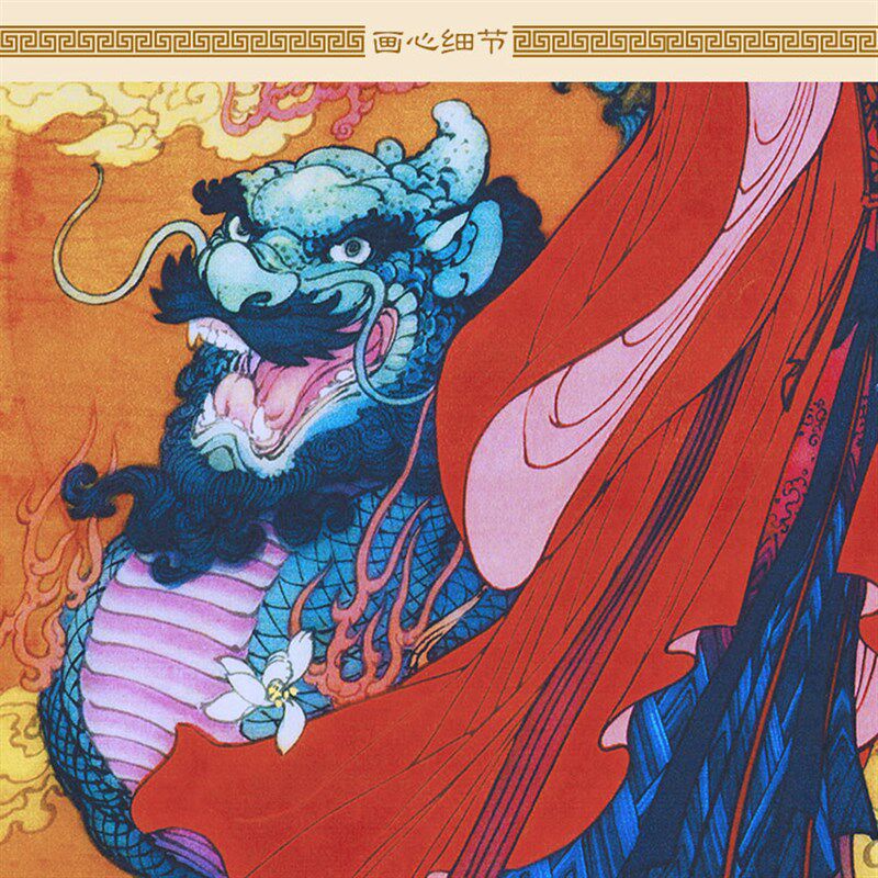 麒麟仙女童子人物画像 客厅卧室装饰画 绢布卷轴挂画来图定制订做