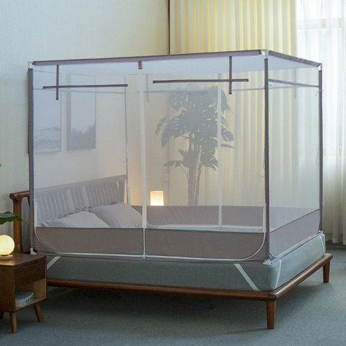 谷今2021新款家用蚊帐防摔儿童支架固定加密加厚拉链式1.5/1.8m床