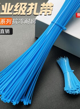 蓝色扎带彩色尼龙绑扎带束线带小扎线带捆绑强力自锁式100条装