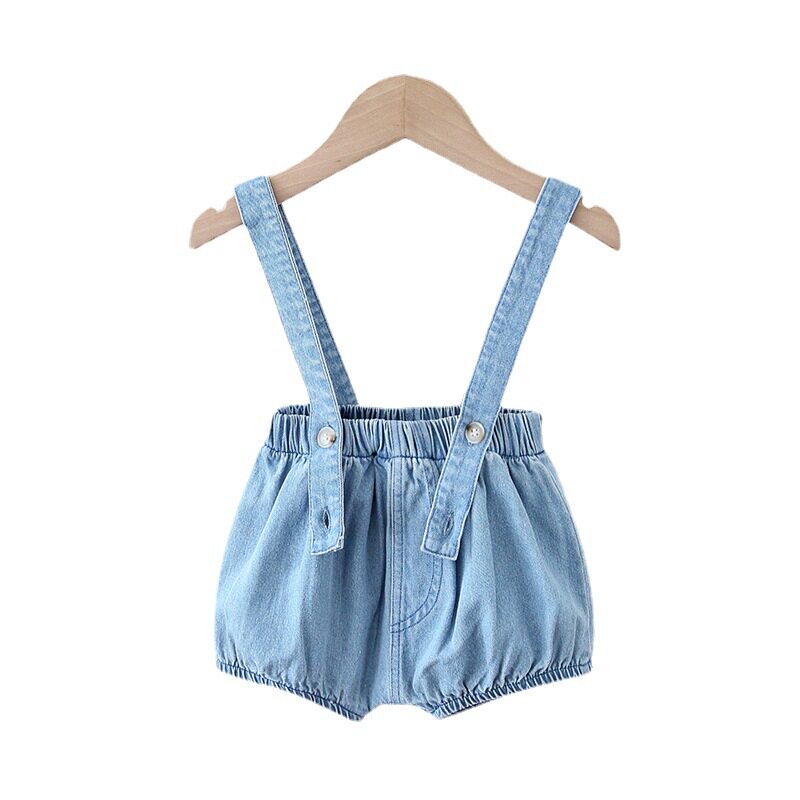 儿童牛仔背带裤夏季短裤包臀大PP男童裤时尚洋气0-4岁女宝宝吊带