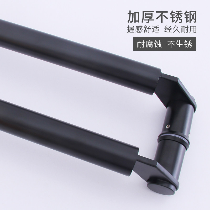 玻璃门拉手不锈钢电镀中砂加厚刀头型斜拐脚有框门推拉把手