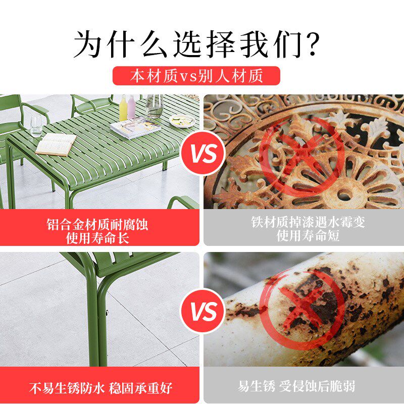 远茂铝合金户外桌椅休闲茶座桌椅套装别墅露台室外茶桌防水防晒