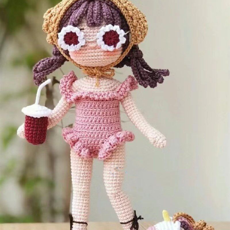 成品人偶DIY可爱女孩摆件衣服可穿脱换装毛线钩针趣味手工玩偶