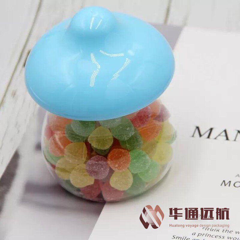 多彩蘑菇造型塑料罐子慕斯蛋糕饼干糖果包装盒溶豆甜品冰淇淋瓶子