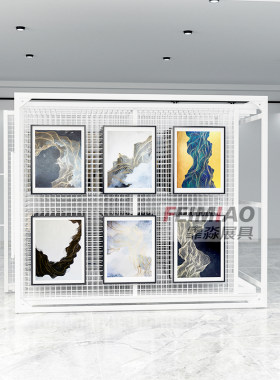 挂画展架抽拉油画装饰画相框国画推拉样品展示架多功能立式落地式