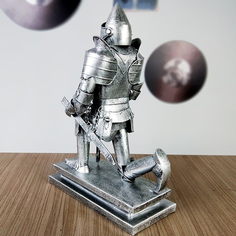 欧式中世纪罗马盔甲人士兵金属模型道具复古铁皮武骑士工艺品摆件