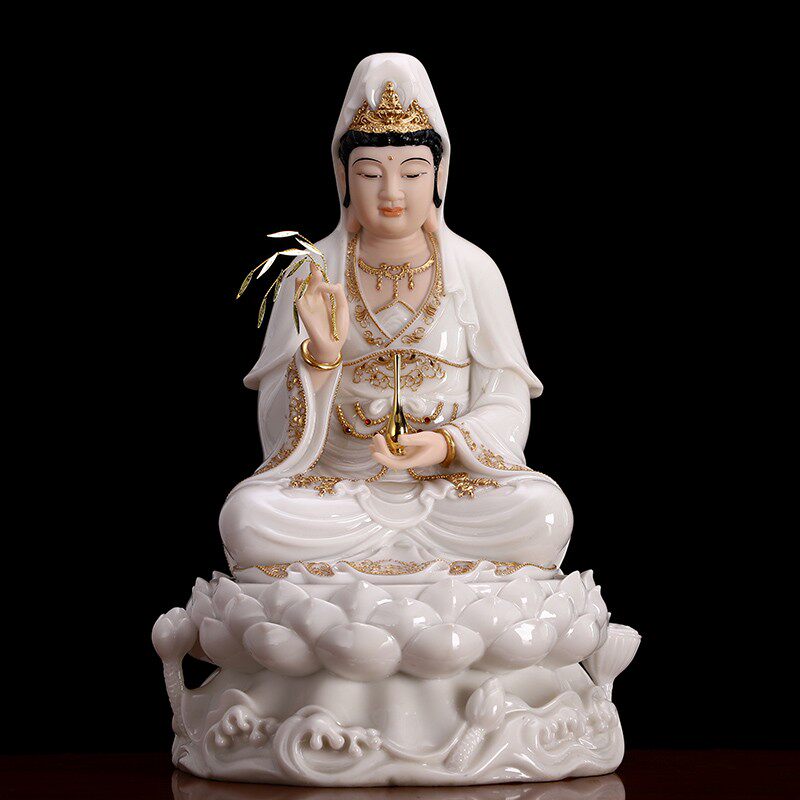 娑婆三圣神像白衣观音佛像全堂佛摆件释迦摩尼佛汉白玉地藏王菩萨