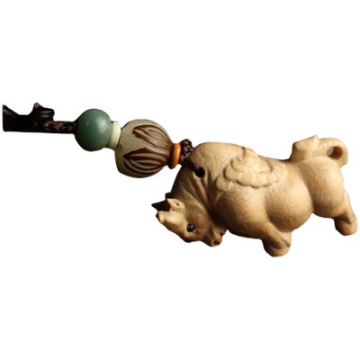 肥城桃木十二生肖属相挂件兔子钥匙扣挂饰车牛年猪钥匙扣男女高档