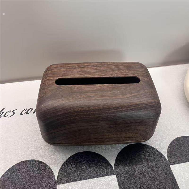 木纹纸巾盒中古风客厅茶几餐巾纸收纳盒子新中式桌面纸巾盒卫生纸