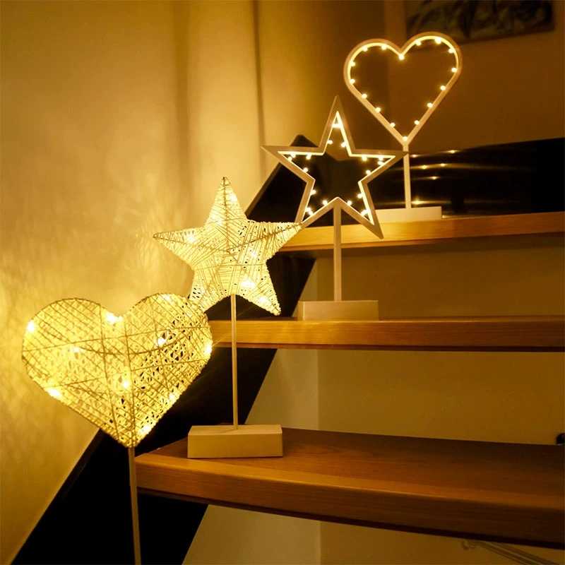 直销 藤条造型灯 led小夜灯星星台灯 圣诞树爱心节日装饰灯
