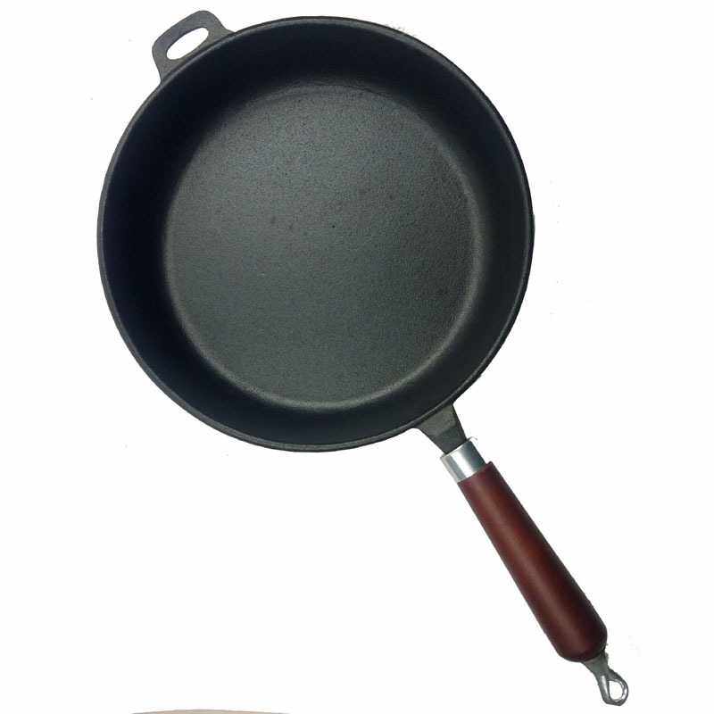 托尔斯铸铁平底锅煎蛋烤肉锅老式加厚木把煎肉锅俄罗斯烙饼锅
