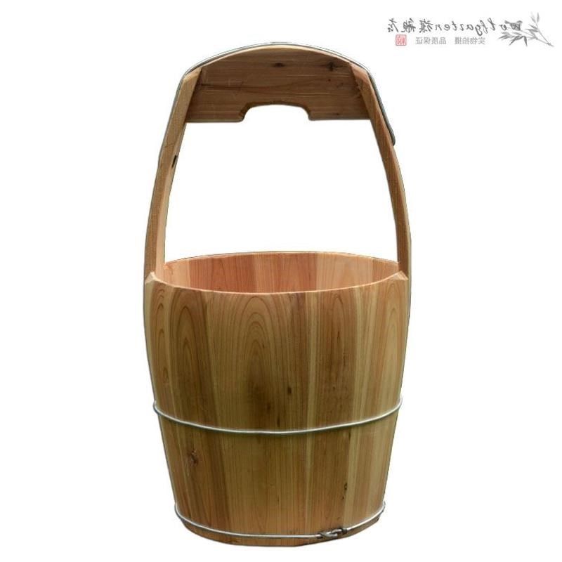 藤编定做传统手工木提桶足浴桶泡脚木桶洗脚盆木盆加厚挑水提水桶