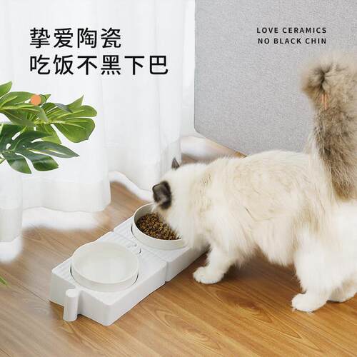 狗狗陶瓷碗食盆护颈倾斜防打翻可拆拼碗水碗狗食碗猫饭碗宠物用品