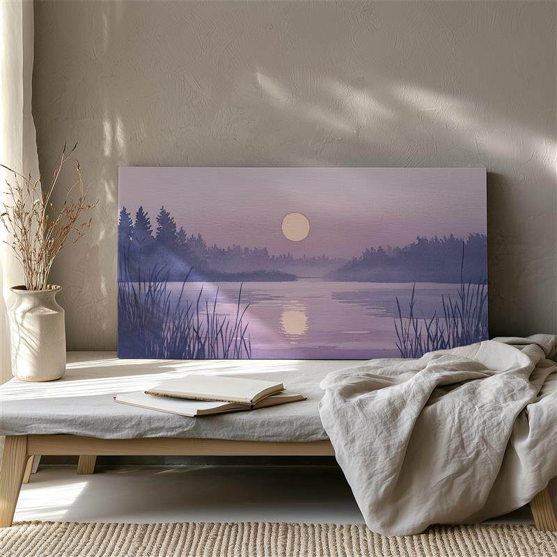 布纸有爱 紫霞黄昏 新中式夕阳风景装饰画小众客厅背景墙横版挂画