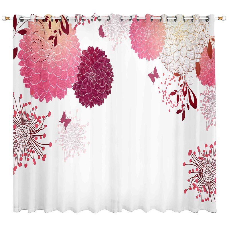北欧田园风欧式粉色花卉窗帘客厅阳台卧室女孩透光不透人纱帘隔断