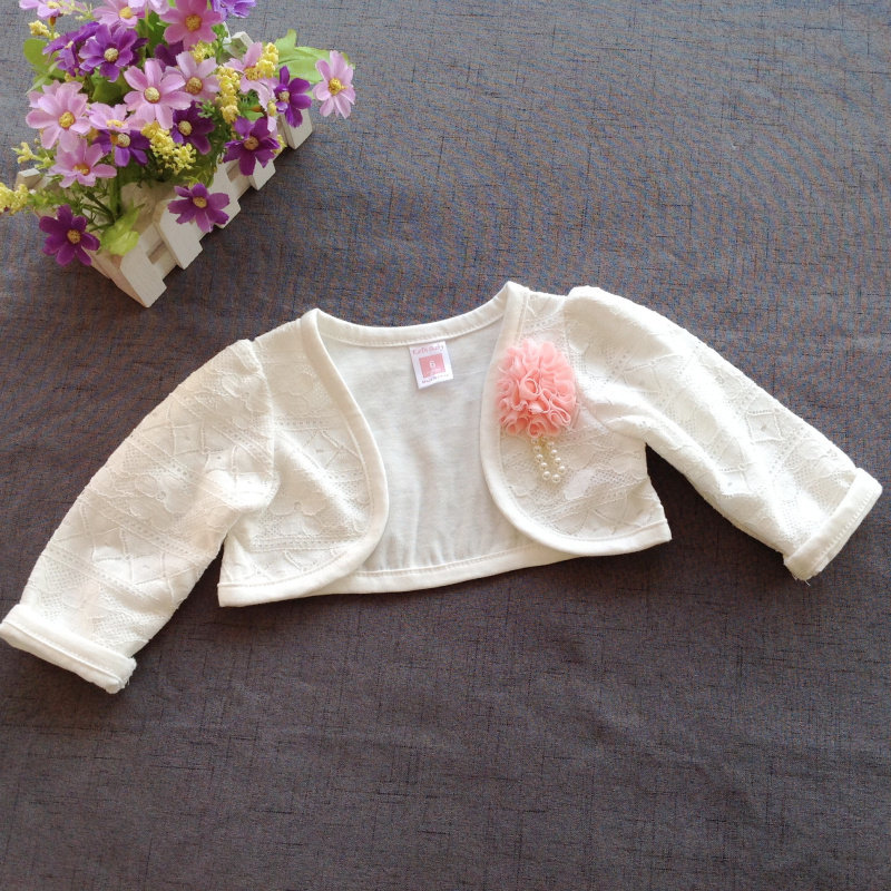 春秋婴儿礼服长袖披肩女宝宝满月百天1周岁蕾丝罩衫0-2岁搭配外套