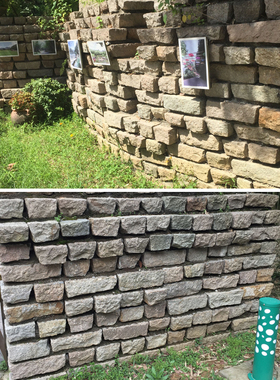 景墙石块垒墙石天然花岗岩方形砌墙石块花坛围边挡土石驳岸护坡石