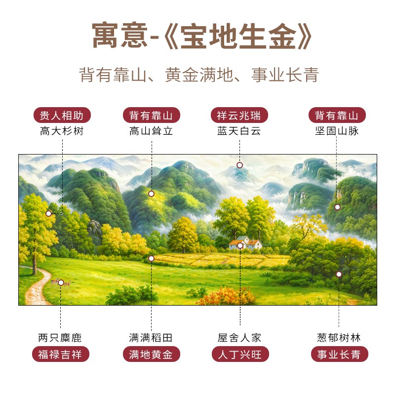 客厅无水挂画 画生金风景背景墙沙发有山壁画 画装饰画 画宝地新