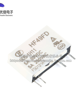 宏发继电器 HF49FD- 005 012 024-1H11 1组常开5A 4脚