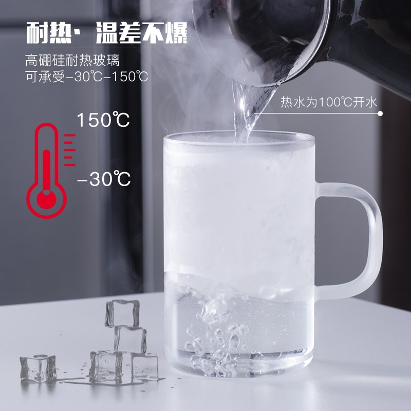 尚明耐热玻璃杯茶杯过滤花茶杯 玻璃水杯带盖男女家用泡茶杯