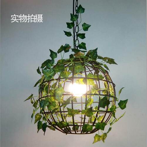 个性圆球形花草植物吊灯工业风loft酒吧餐厅咖啡厅网咖绿植装饰灯