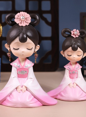 古风少女古装汉服女孩摆件中国风装饰品少女心送女生儿童生日礼物