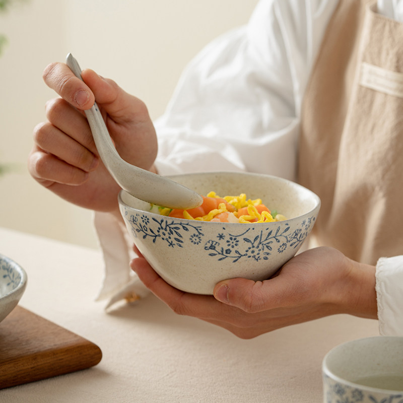 肆月家用小碗陶瓷米饭碗2025新款吃饭碗手工粗陶日式高级复古餐具