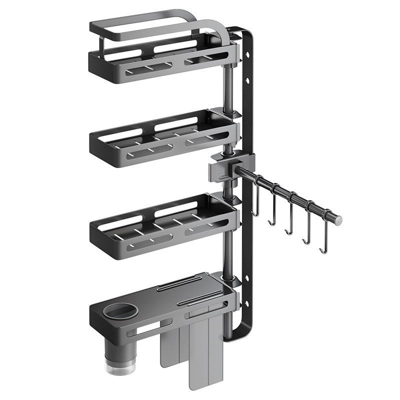 厨房置物架转角旋转调料架壁挂式免打孔刀筷架调味瓶佐料罐收纳架