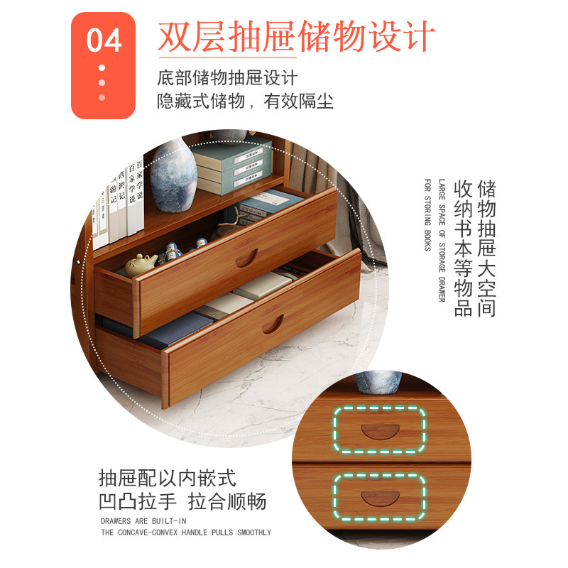 楠竹落地客厅书架非实木儿童简易书柜多层收纳架家用桌面置物架子