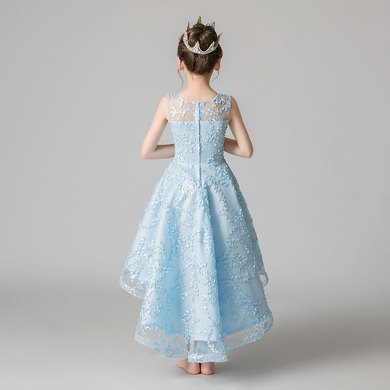 儿童礼服公主裙女童蓬蓬纱蓝色花童走秀主持人钢琴演出服表演夏季
