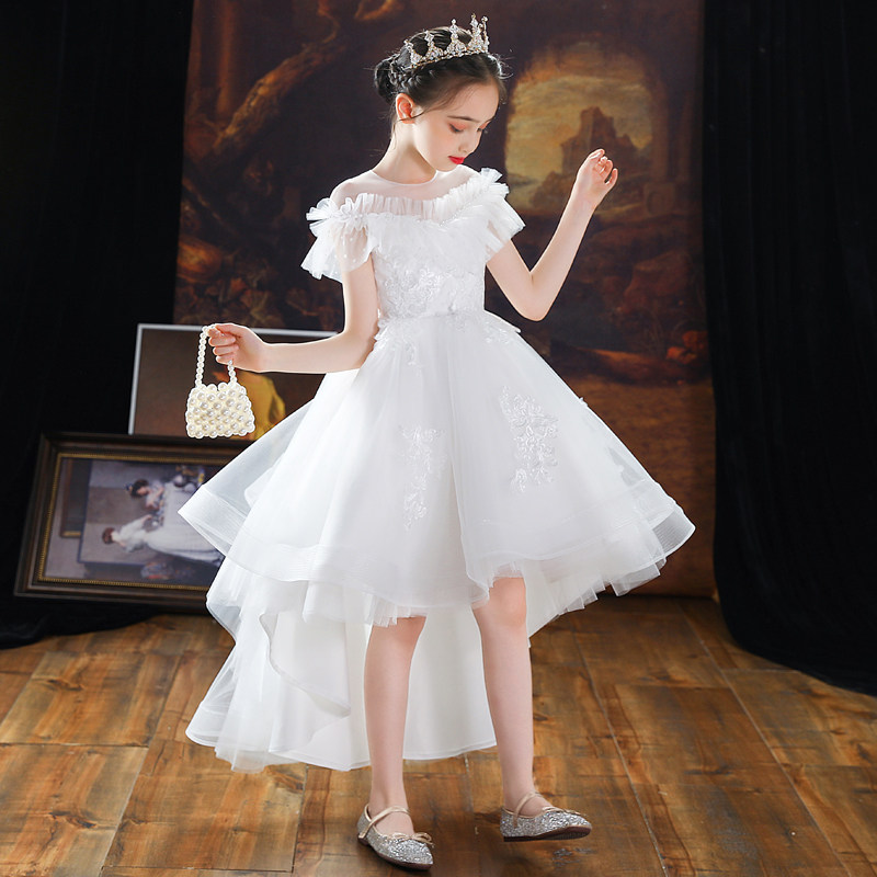 儿童公主裙花童白色女童蓬蓬纱小女孩高端主持人钢琴演奏礼服夏季