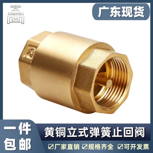 全铜4分立式止回阀弹簧单向阀6分1寸内外丝卧式逆止阀铜杆止水阀