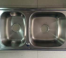 埃美柯XS-256L 厨房水槽304不锈钢双槽洗菜盆 加厚一体成型厨盆