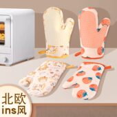 亚马逊可爱硅胶贴片隔热手套耐高温烘焙手套烤箱微波炉手套