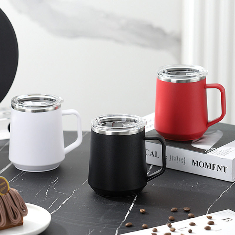 创意潮流304双层不锈钢咖啡杯办公马克杯家用饮水杯手柄杯