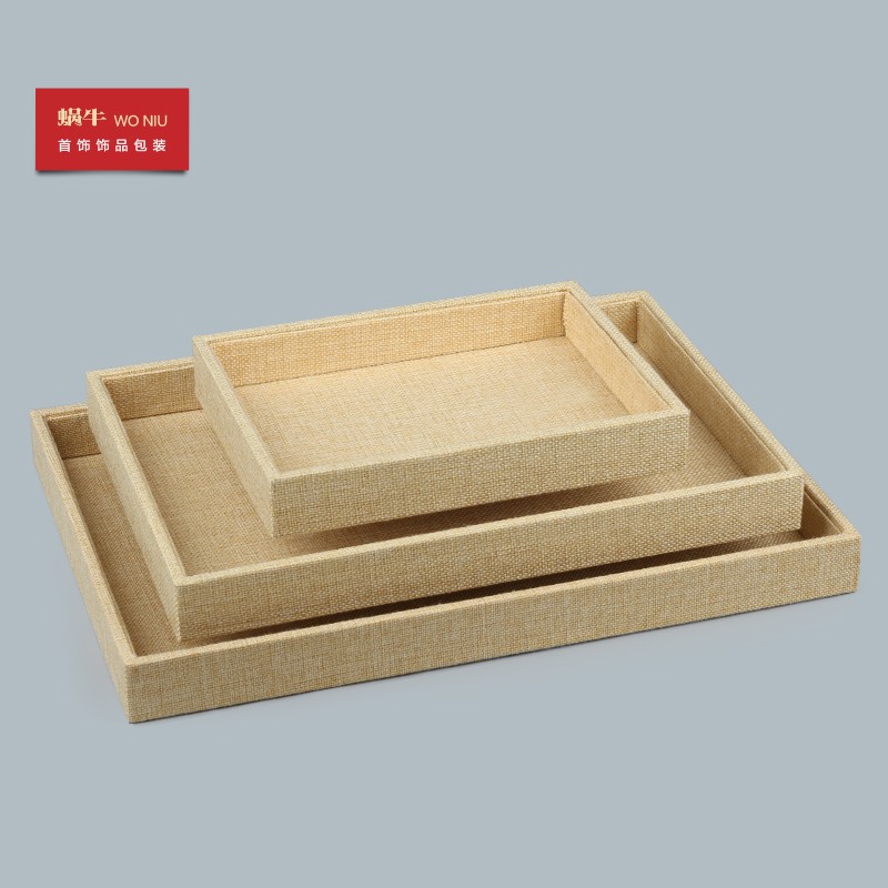麻布麻料首饰盘首饰展示盒看货盘饰品收纳托盘空盘图片