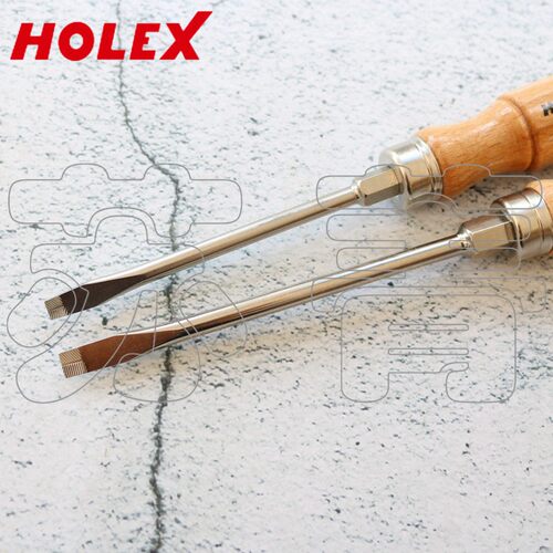 德国霍夫曼HOLEX 一字可敲击螺丝刀 木质手柄  3.5-14mm