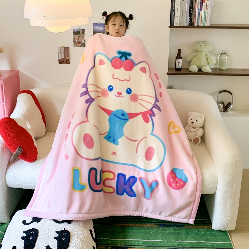 双层加厚儿童毛毯秋冬季婴儿宝宝盖毯小被子幼儿园午睡牛奶绒毯子